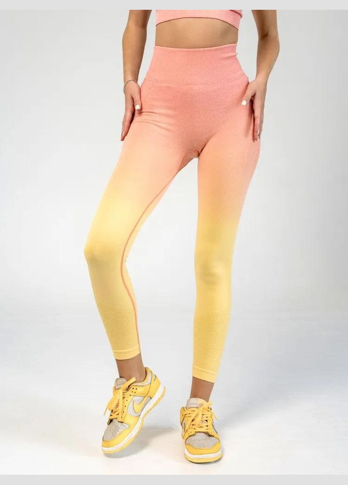 Спортивный костюм (топ и леггинсы) с градиентом желто-оранжевого цвета, размер S Trends (330756876)