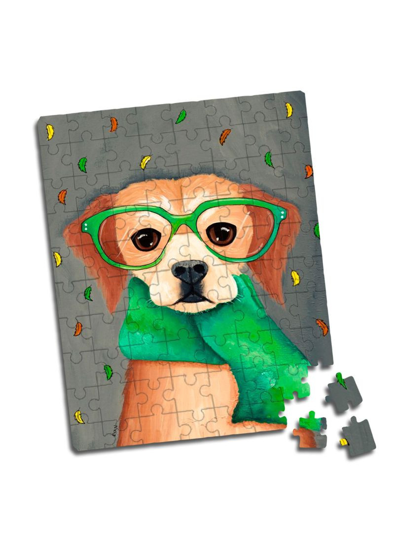 Пазл для детей собака в очках A5 80 элементов No Brand (309159931)