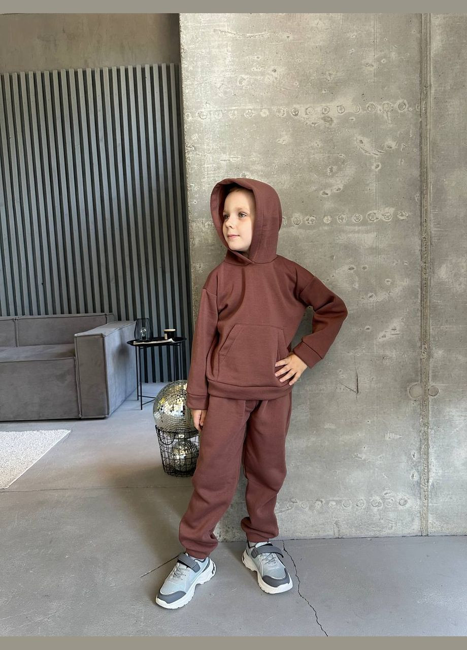 Коричневый зимний теплый детский костюм No Brand