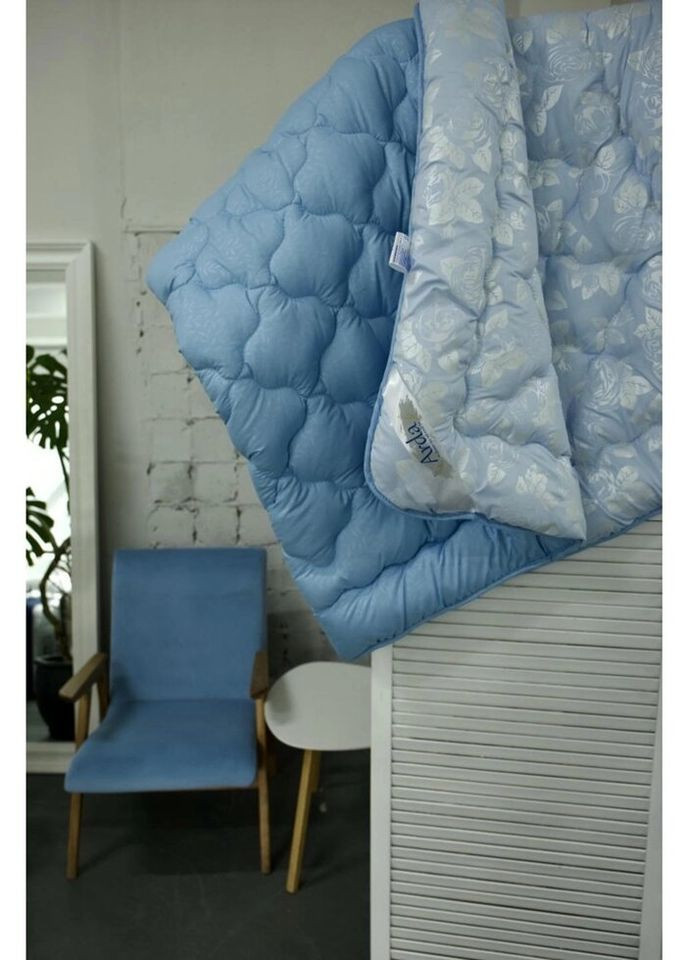 Ковдра двоспальна закрита Квітка 20363 175х215 см блакитна Arda (335585868)