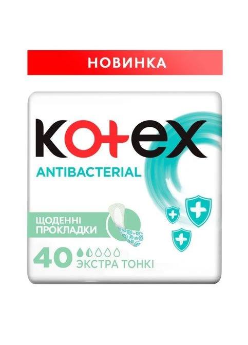 Щоденні прокладки Antibacterial Extra Thin 40 шт. (5029053549149) Kotex Antibacterial Extra Thin 40 шт. (268146885)
