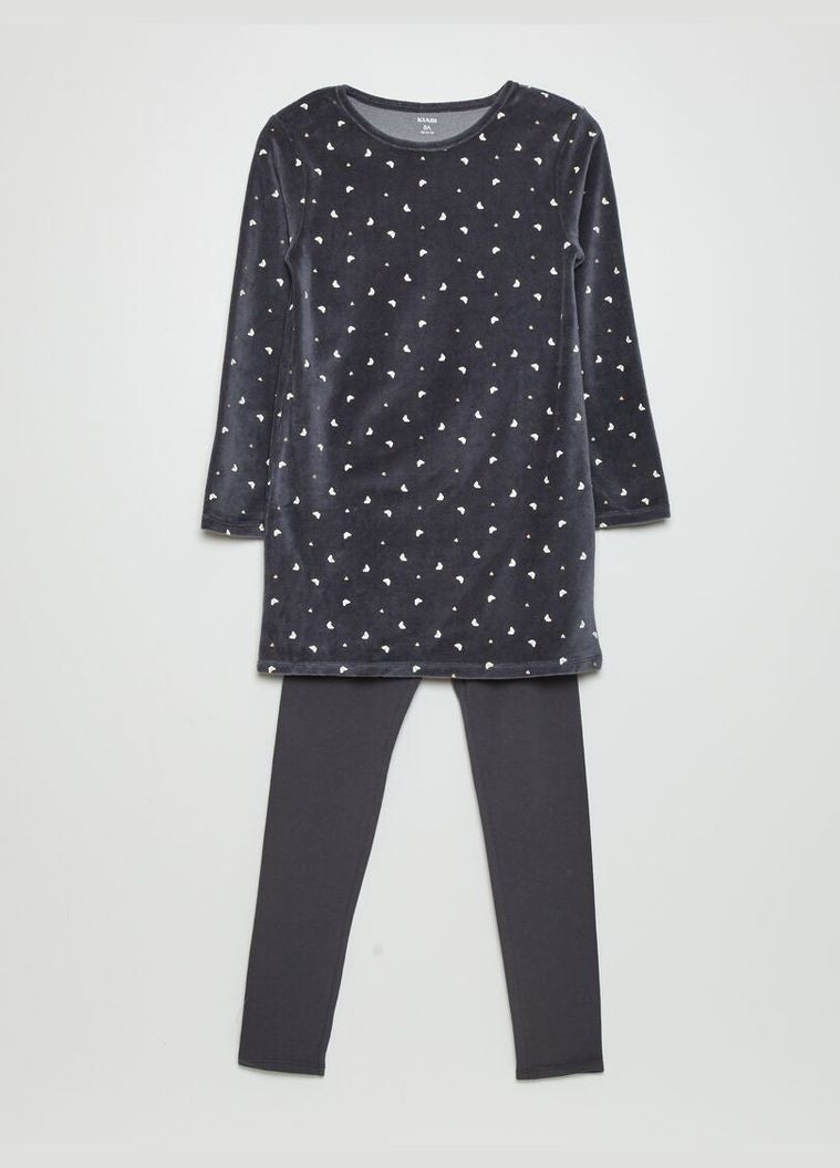 Темно-серая пижама (комплект),темно-серый в узоры, Kiabi