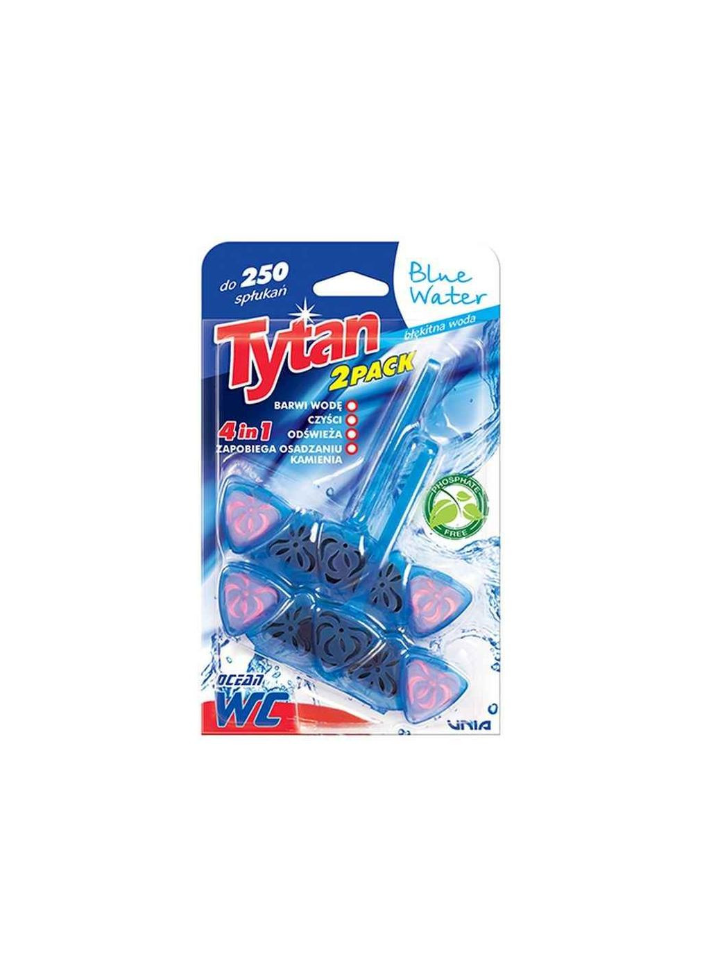 Блок для туалетів 2шт Чотирьохфазний 4в1 Blue Water Ocean 40г Tytan (370677518)