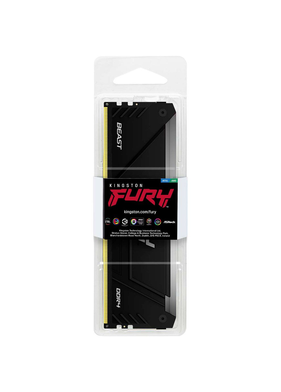 Модуль пам`яті DDR4 16GB/3200 Fury Beast RGB (KF432C16BB12A/16WP) Kingston (361031532)