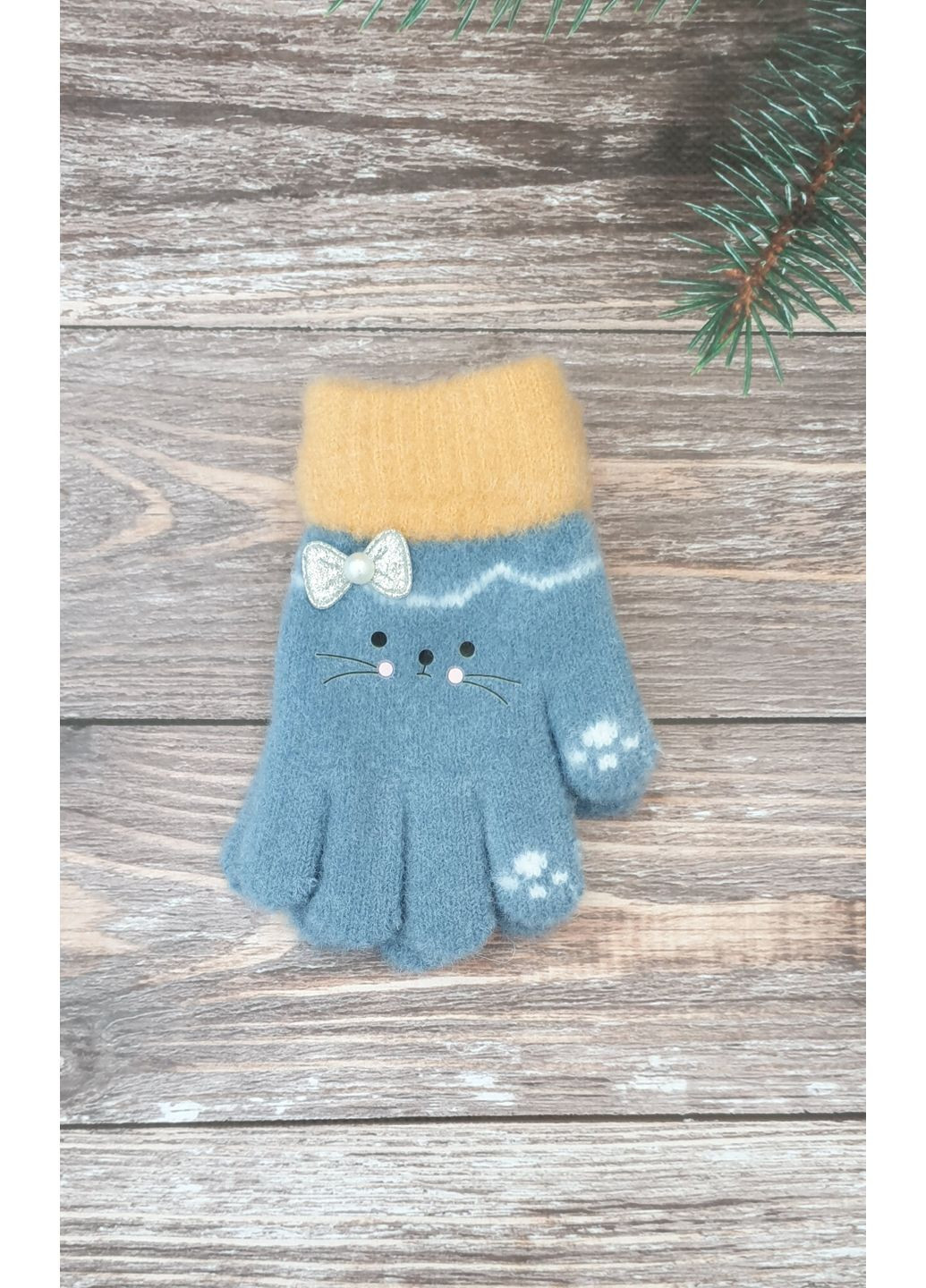 В'язані одинарні рукавиці для дівчаток 3-5 років No Brand (356672174)