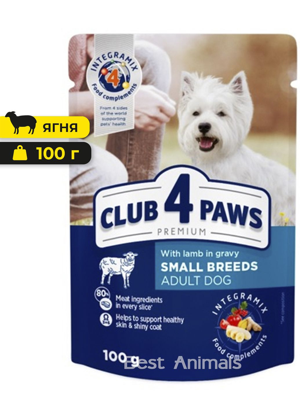 Влажный корм для собак малых пород Клуб 4 Лапы с ягненком в соусе пауч 100 г 1 шт (4820215363464) Club 4 Paws (362703081)