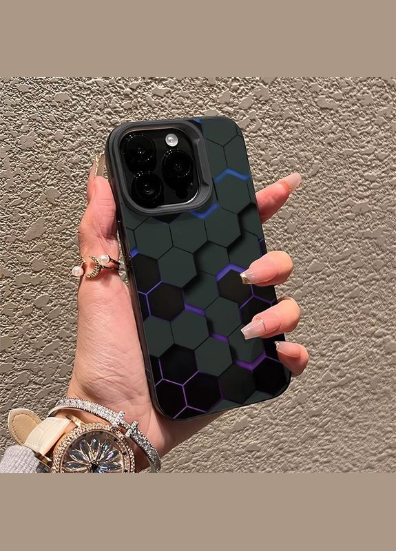 Чохол на Iphone 14 Pro Max матовий 3D соти, захисний, чорний Apple (316151588)