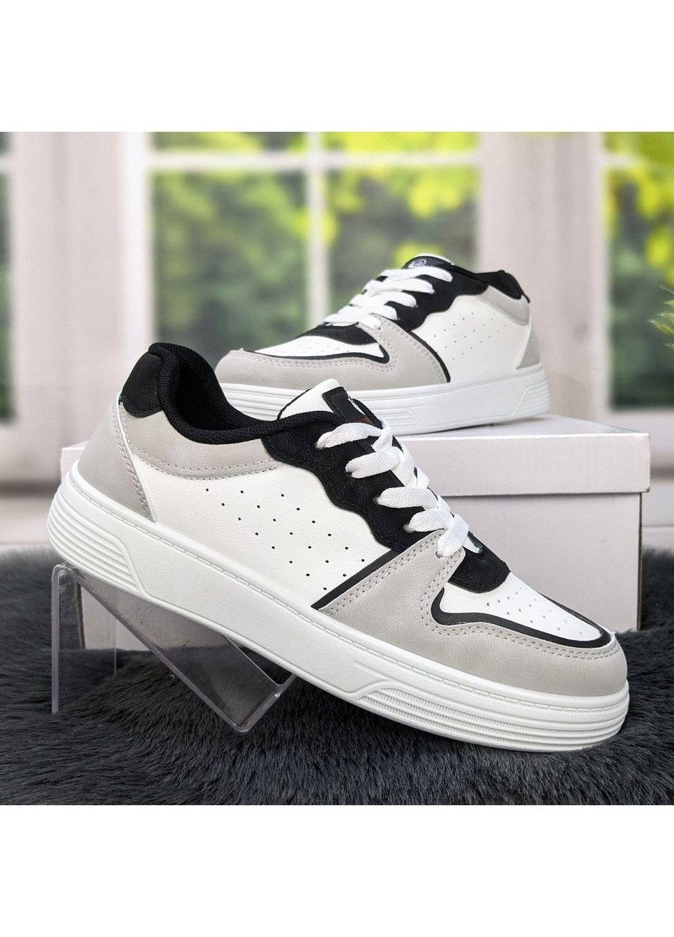 Кросівки кеди жіночі білі з сірим та чорним Dual білі демісезони (301792151)