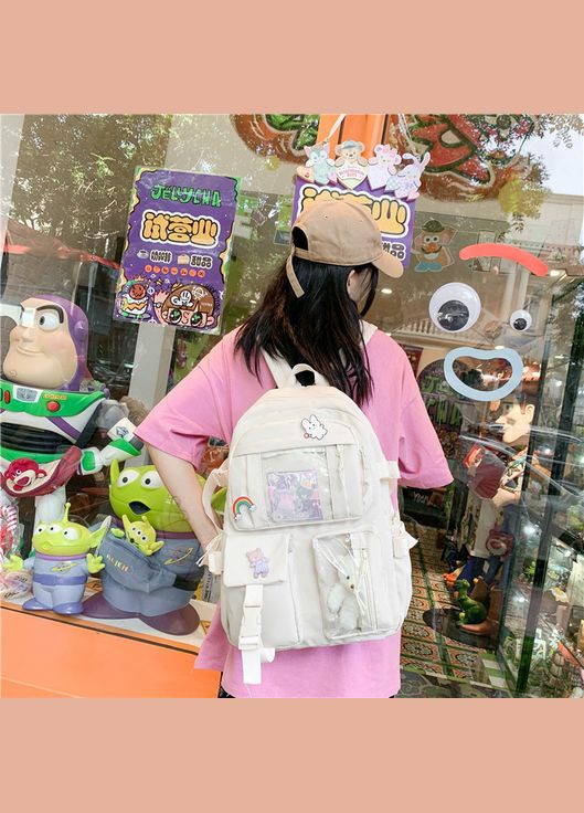 Рюкзак 10455 мужской женский детский школьный портфель белый молочный No Brand (326487668)