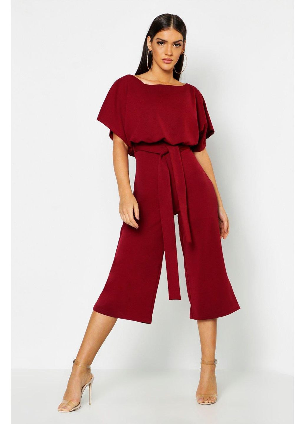 Комбінезон Boohoo однотонний бордовий