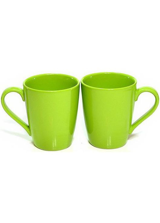 Набор керамических кружек 2 шт 300мл зеленые для чая и кофе посуда для напитков Fissman (368980689)