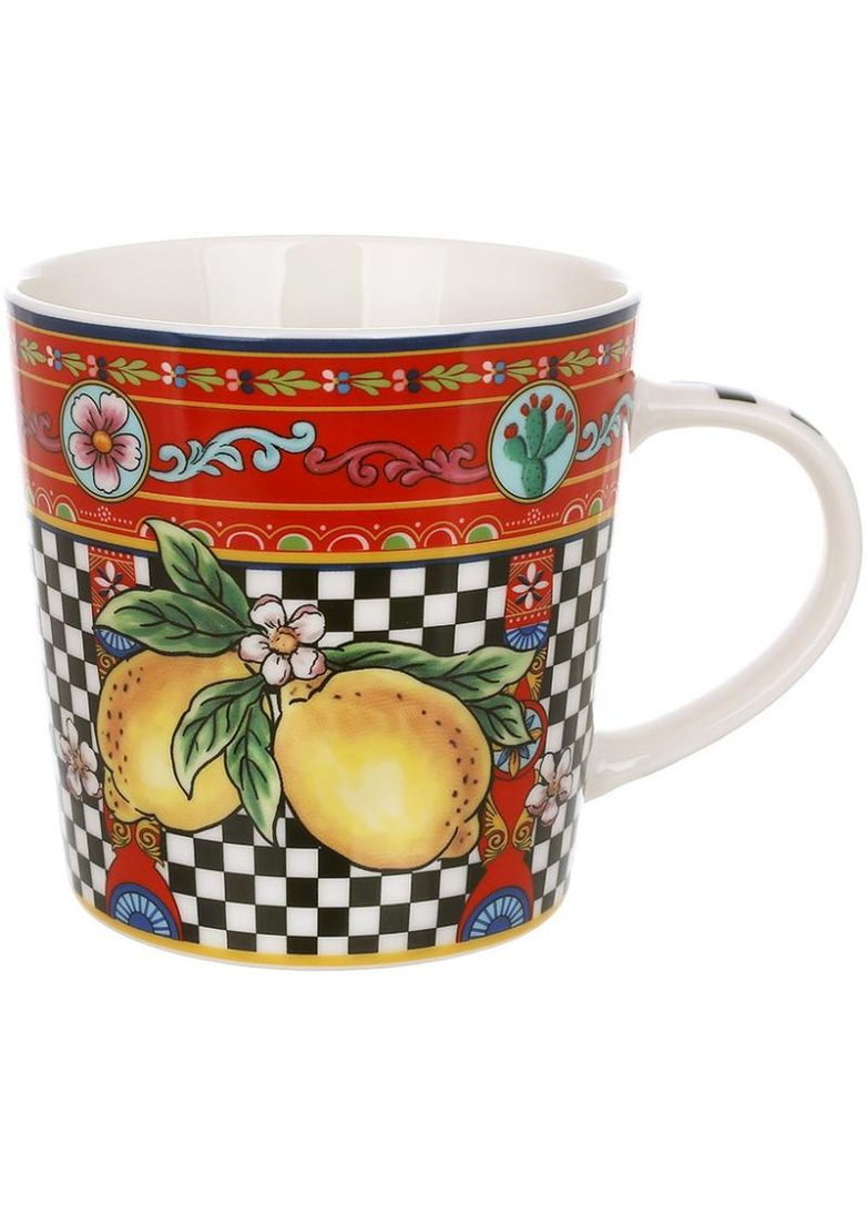 Кружка фарфоровая Sicilia Limoni 450мл подарочная чашка с лимонами для чая и кофе посуда для сервировки Bona (368989932)