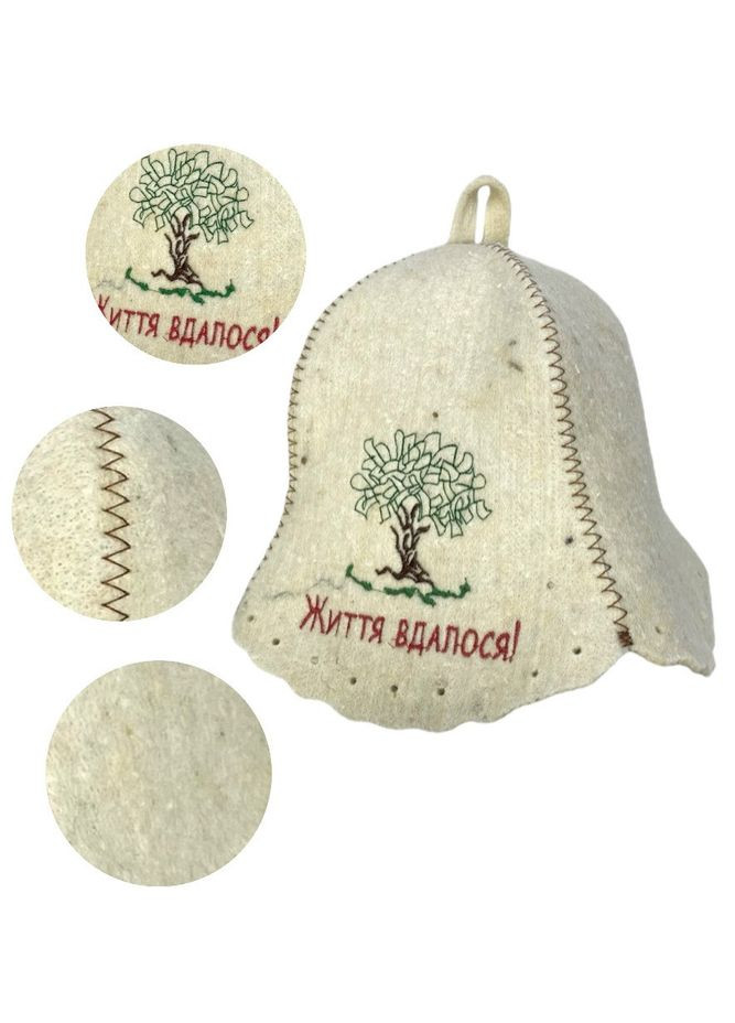 Шапка для бани и сауны из шерсти Жизнь удалась(дерево) No Brand (371276187)