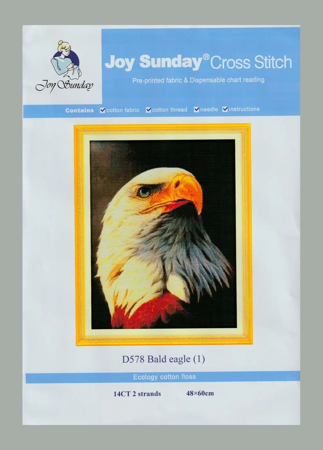 Набір для вишивання за нанесеною на канву схемою "Bald eagle (1)". AIDA 14CT printed 48*60 см Joy Sunday (313612968)