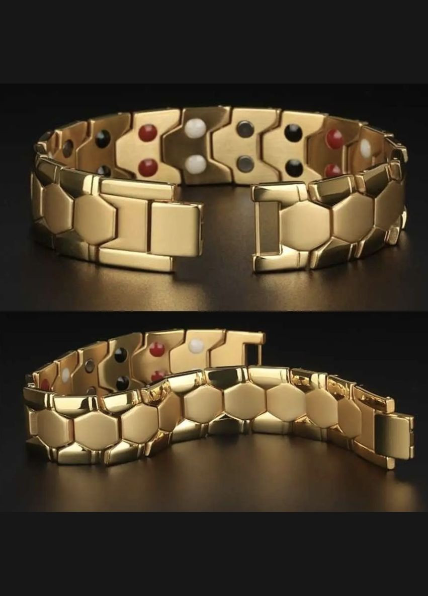 Магнітний медичний браслет для схуднення антицелюлітний з акупунктурними точками "Біо Магніт" золотистий No Brand (317353285)