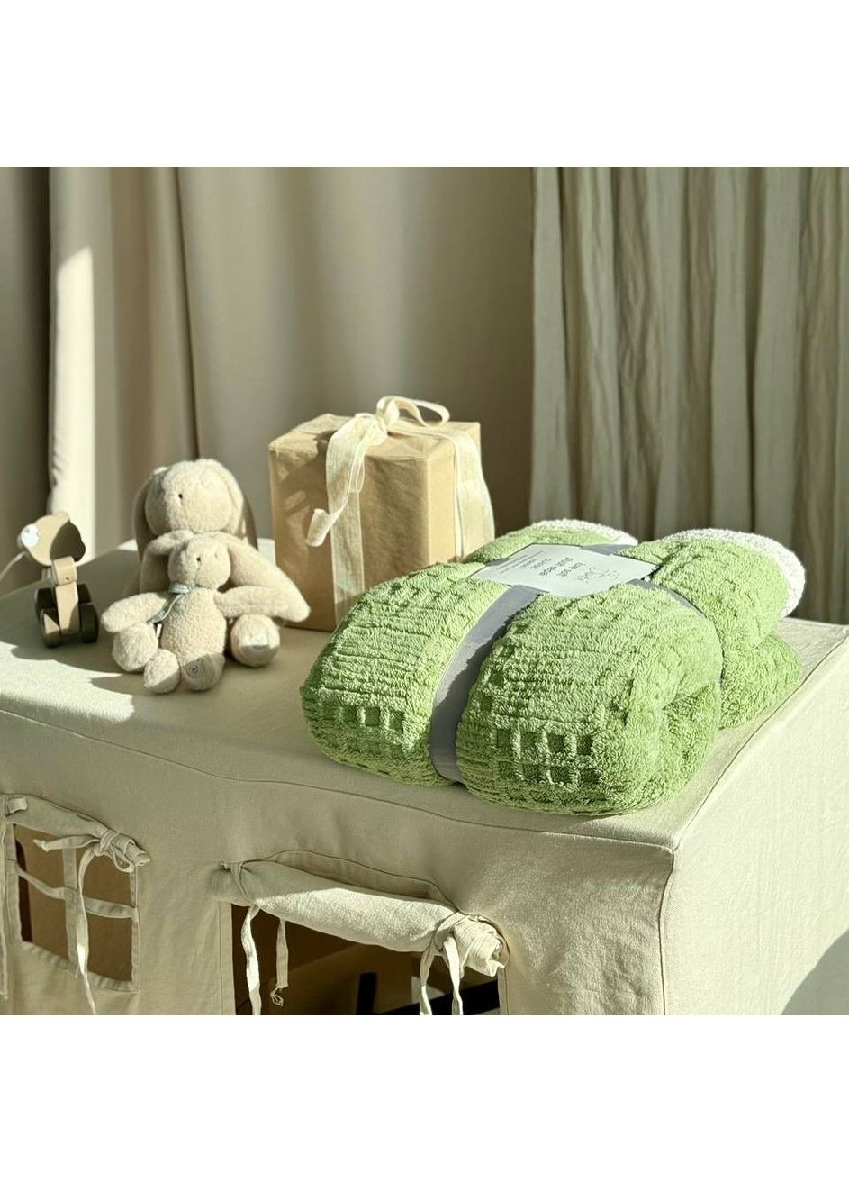 Плед на еко-овчині 21289 200х230 см оливковий Dushka Home (368764682)