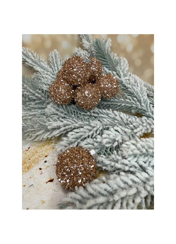 Ялинкові кулі «Їжачок» 40 мм елегантний святковий набір 8 шт Шампань No Brand (362666632)