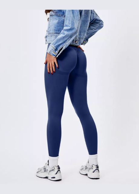 Жіночі фітнес лосини з подвійним пуш-апом високою талією однотонні для спорту та йоги No Brand (325881216)