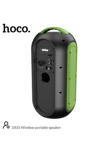 Портативна Вluetooth колонка DS33 Акустика-караоке з мікрофоном і пультом 30Вт 4500 мАч Чорний/Зелений Hoco (333020517)