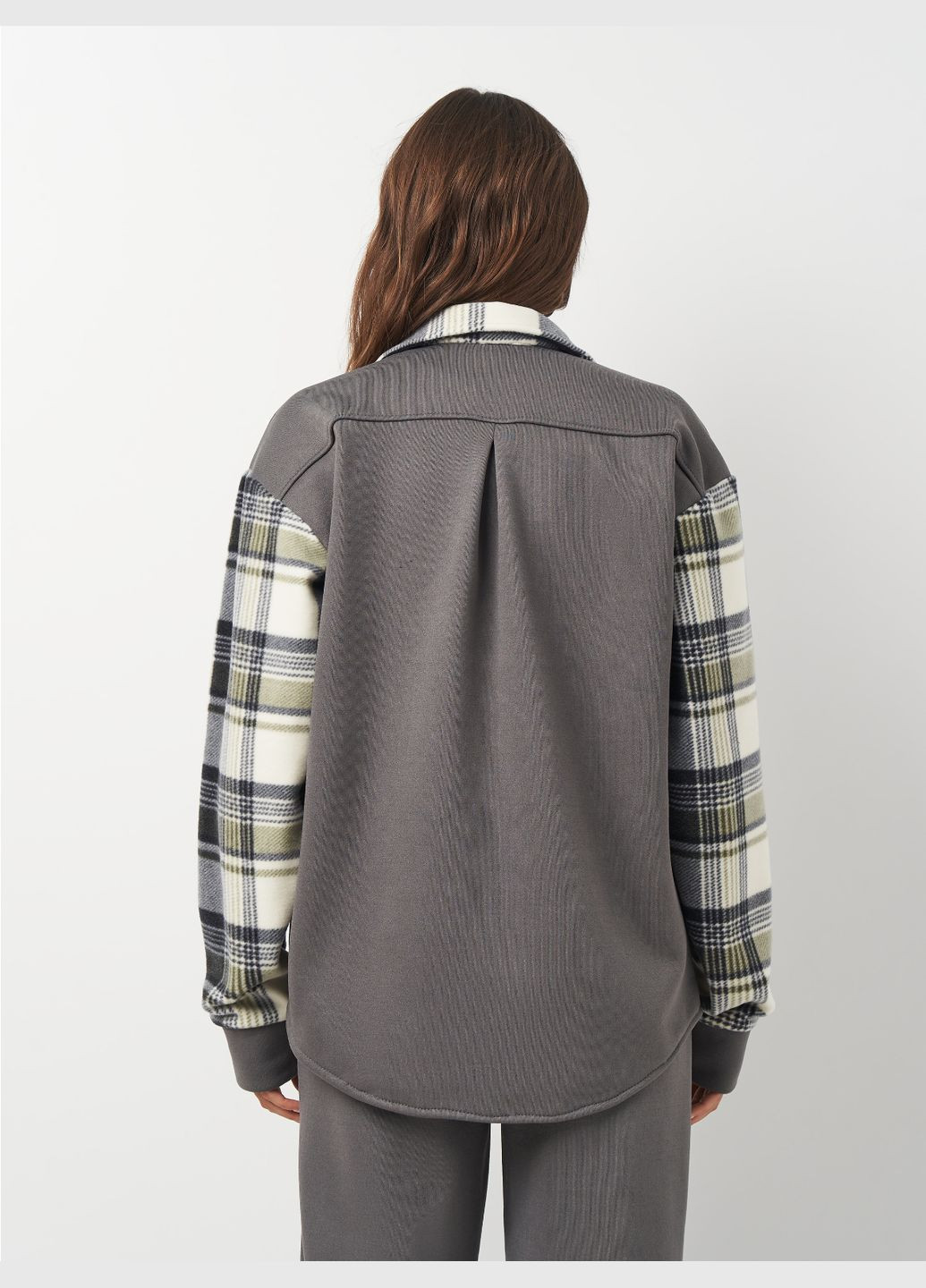 Графитовая спортивная, повседневный, кэжуал рубашка в клетку Olis-Style с длинным рукавом