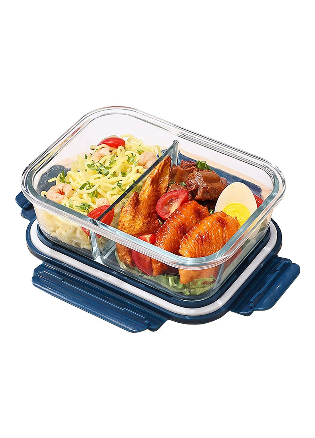 Ланч-бокс скляний на дві секції з кришкою Yolco Glass Lock 20213 1040 мл No Brand (318031559)