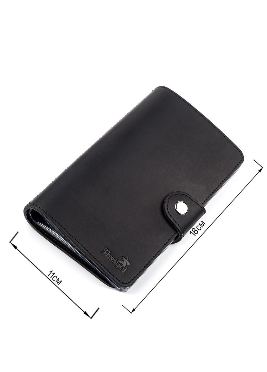 Візитниця для карт на 20 файлів із натуральної вінтажної шкіри чорна (sku_13905) No Brand (330012840)