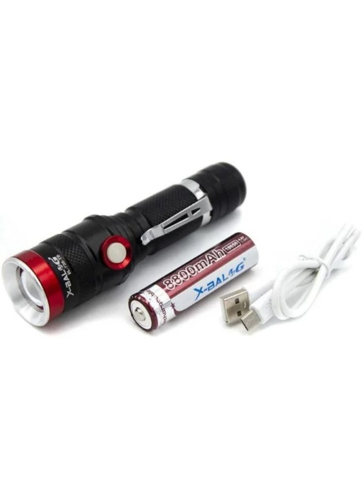 Ручний ліхтар акумуляторний чорний з червоним (1757000151) Bailong BL-736-T6 (335808255)