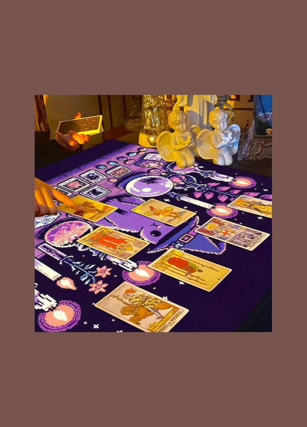 Скатертина для ворожіння на Таро, рунах Котик у капелюсі 75 см на 75 см No Brand (366883903)