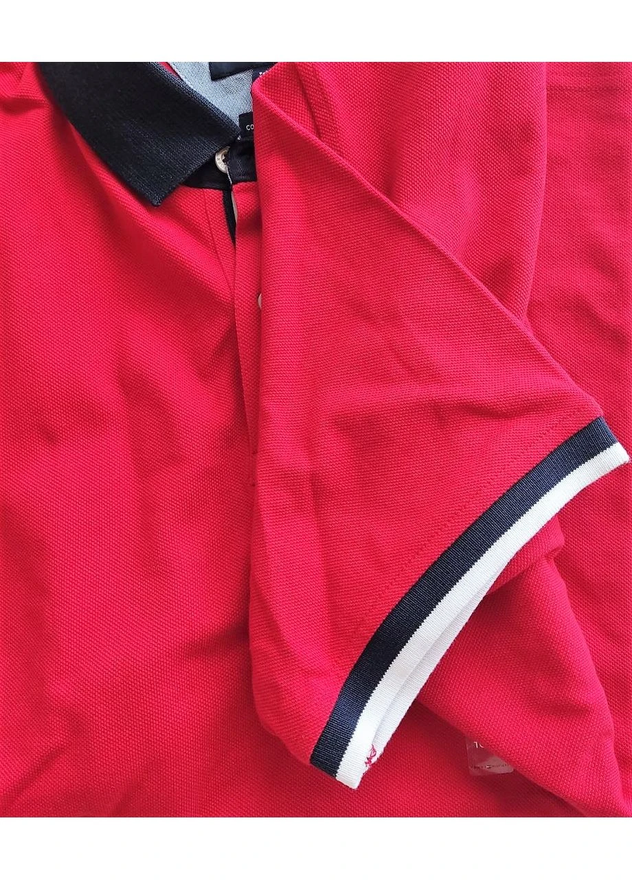 Красная футболка-мужская рубашка-поло custom fit fit с коротким рукавом. для мужчин Tommy Hilfiger с логотипом