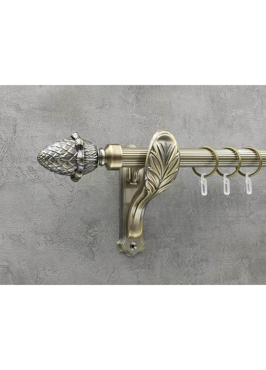 Карниз Шишка рифленая штанга одинарный ретро 25 мм 300 см Антик Quadrum (352782927)