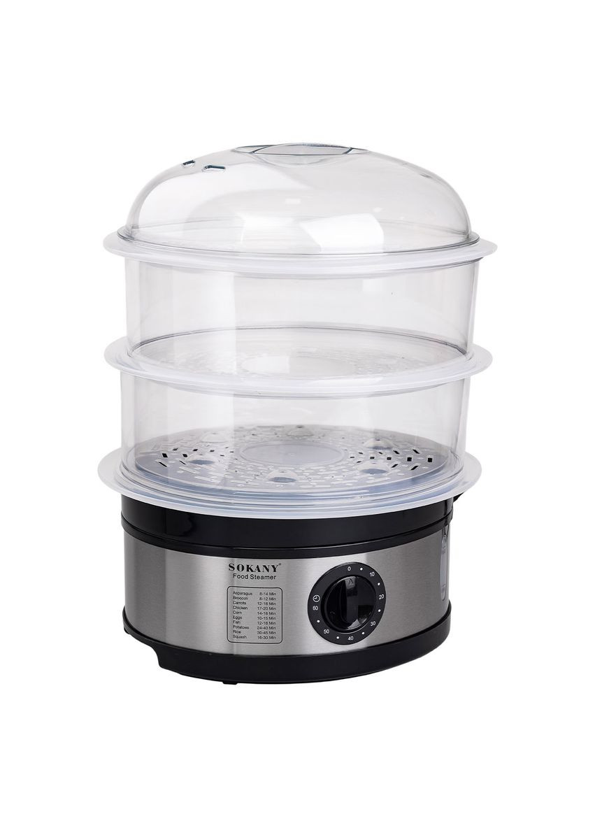 Пароварка електрична трирівнева з таймером та захистом від перегріву 650 Вт 11 л Sokany (360455198)