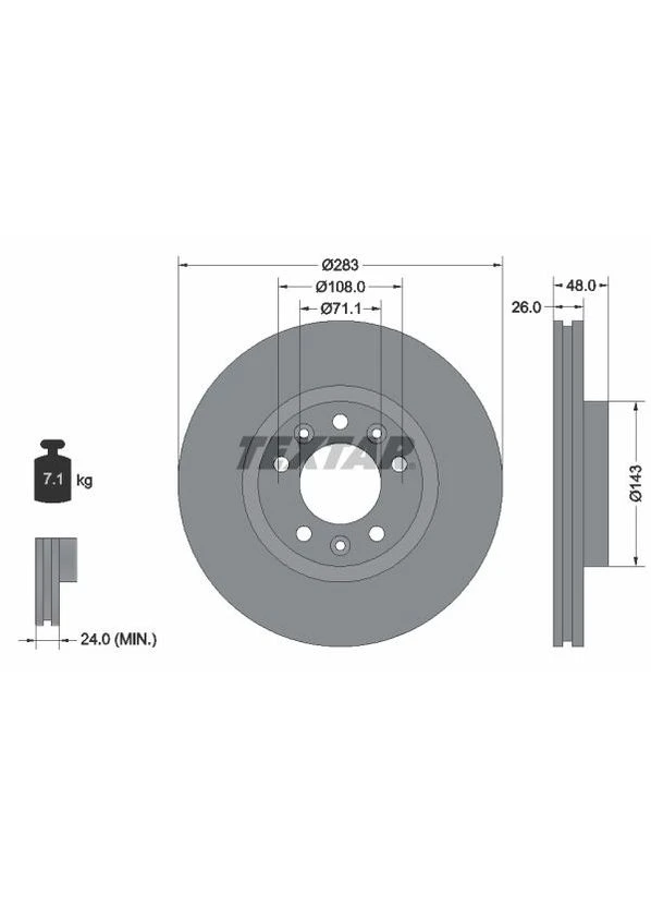 Диск тормозной (передний) Peugeot 407 04-10/ 508 10-18/ Citroen Berlingo 18- (283x26) PRO 92232503 UA63 No Brand (339658795)