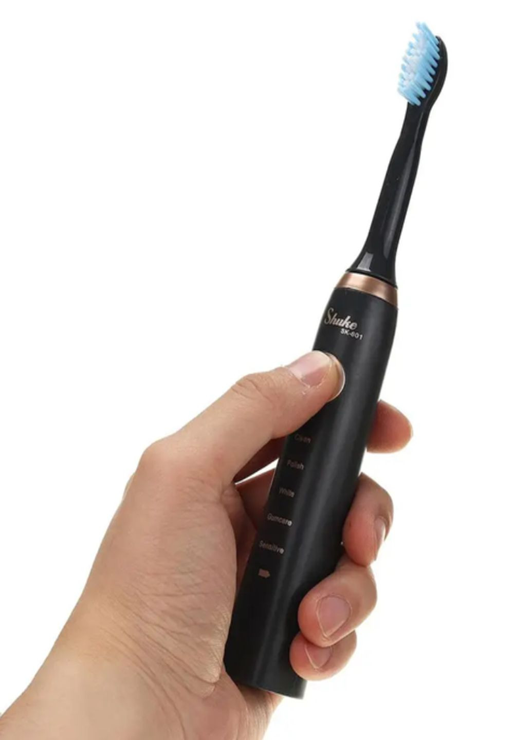 Электрическая аккумуляторная зубная щетка Shuke SK601-S с тремя сменными насадками Черная VTech (329182203)