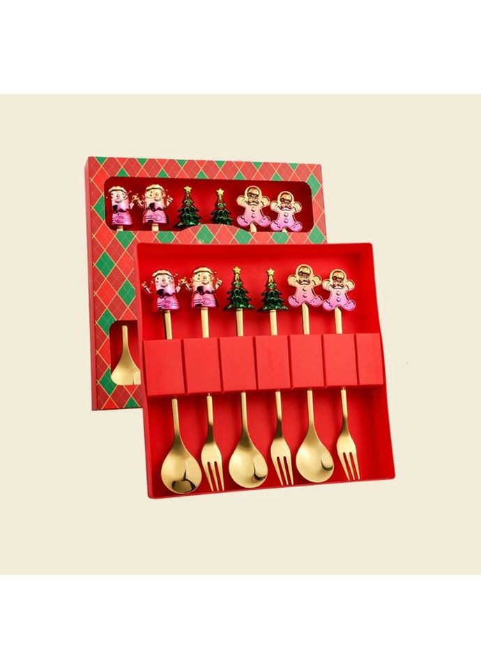 Набор столовых приборов новогодних Merry Christmas 14744 золотистый No Brand (335717063)