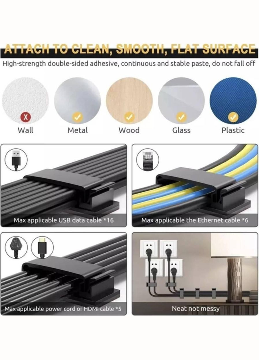 Органайзер кліпса фіксатор кабелю тримач для дроту самоклеючий 5 шт L CHOICE (317297525)