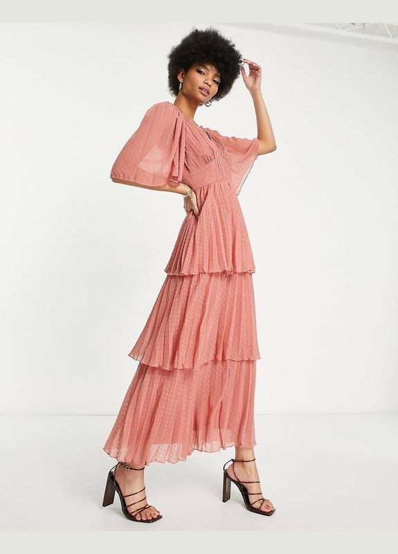 Рожева сукня мідаксі ярусна Asos
