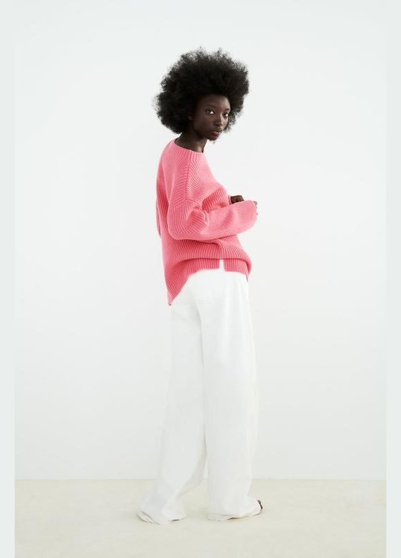 Рожевий зимовий светр вʼязаний оверсайз джемпер Zara