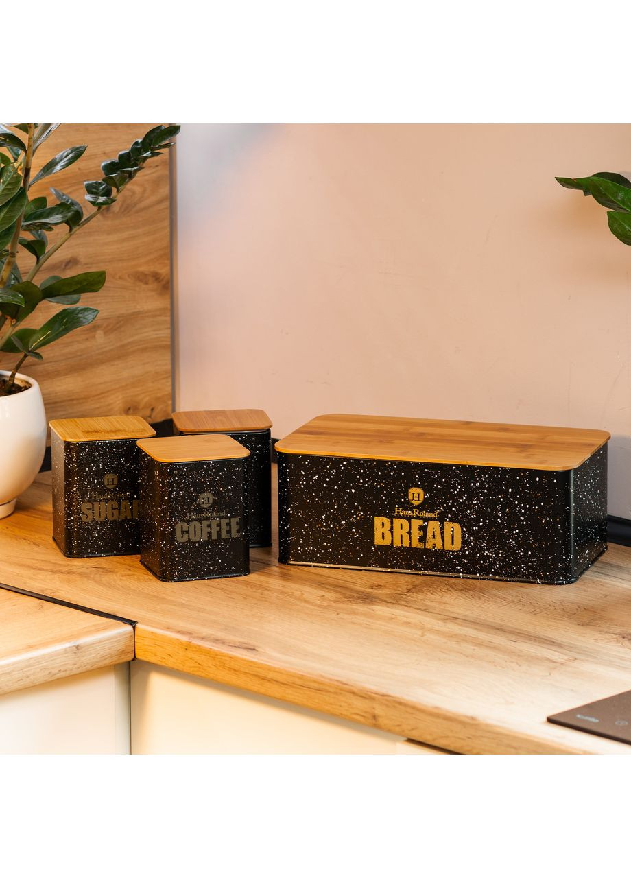 Набір для зберігання продуктів з бамбуковими кришками 4 штуки, Чорна Yiwu (360456779)