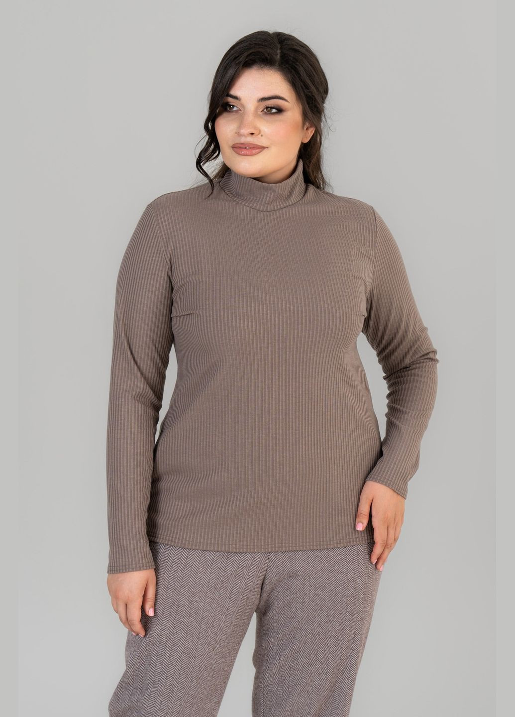 Светло-коричневый демисезонный женский гольф приталенного кроя с воротником-стойкой all posa (ap101676p) A'll Posa