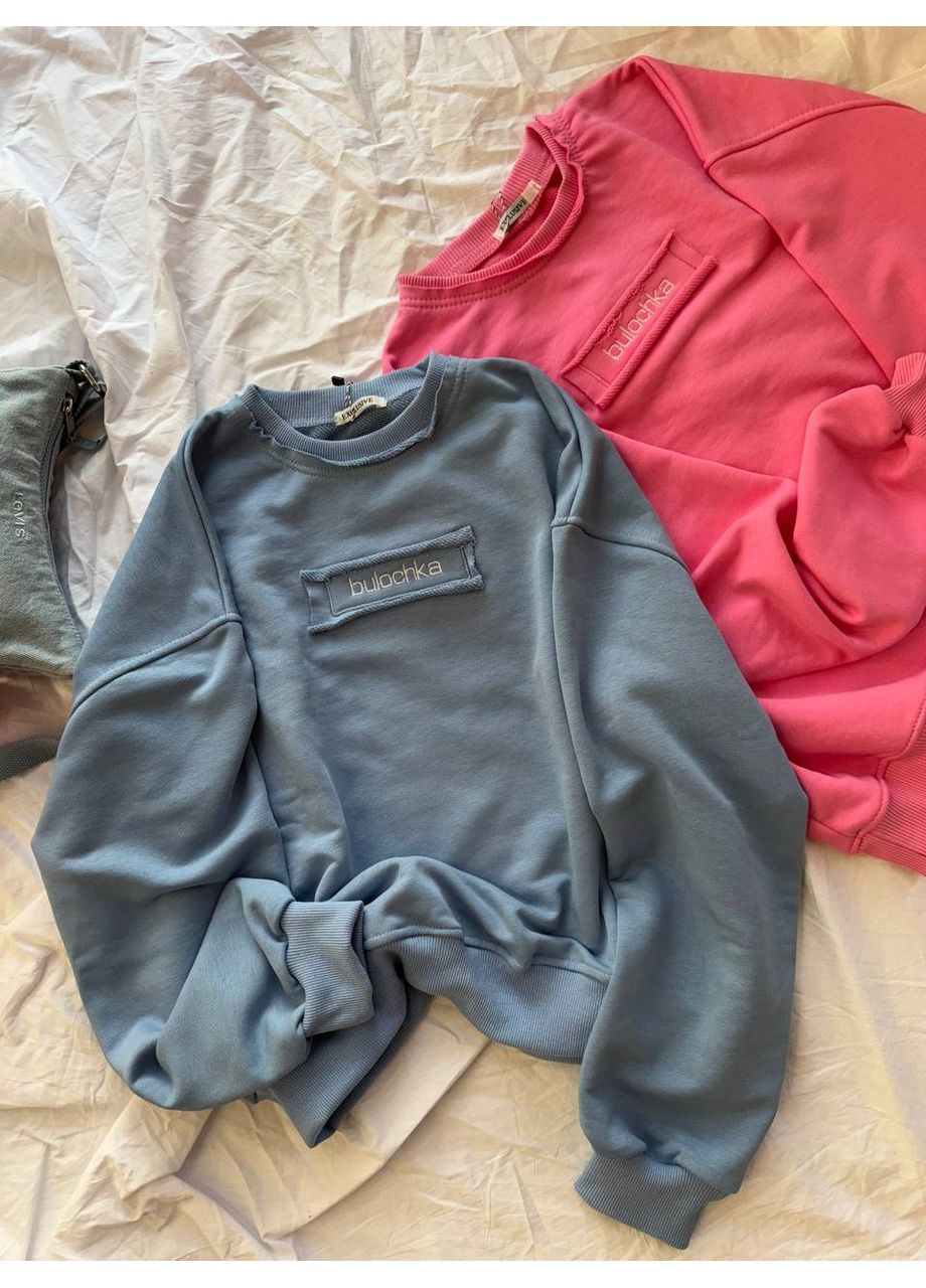 Розовый свитшот петля турция,с дизайном булочка на груди Україна (353087405)