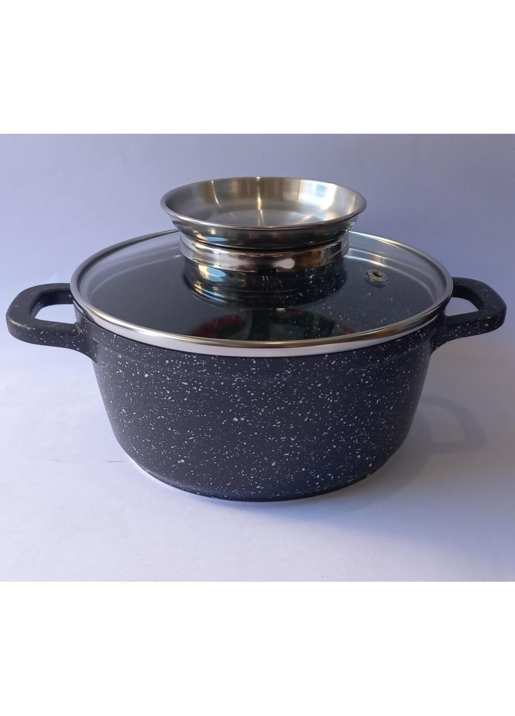 Каструля-казан UN-5271 з мармуровим покриттям і кришкою 1,2 л 16 см Unique (300079268)