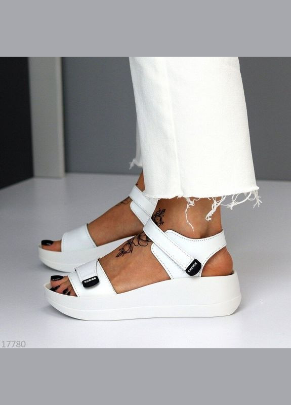 Белые белые кожаные босоножки, белые босоножки на липучках Garti на липучке