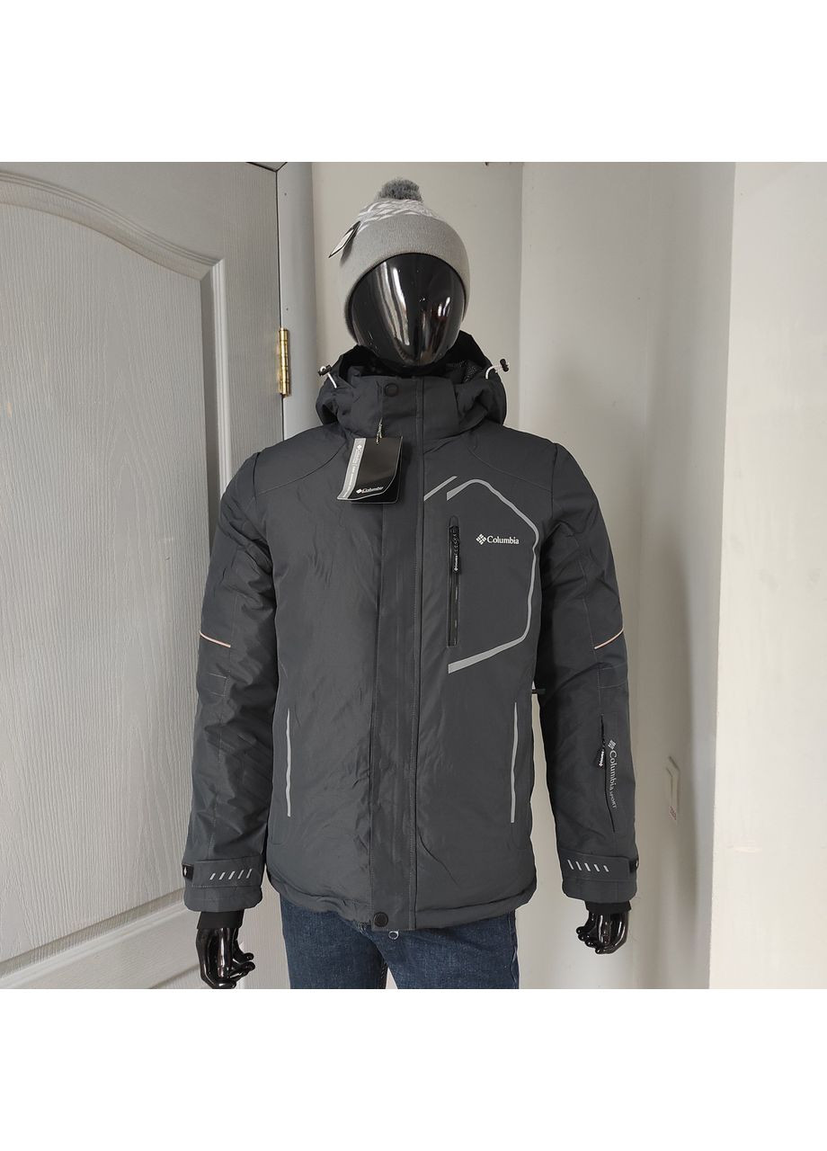 Графитовая зимняя куртка мужская зимняя с капюшоном кармана 52 No Brand