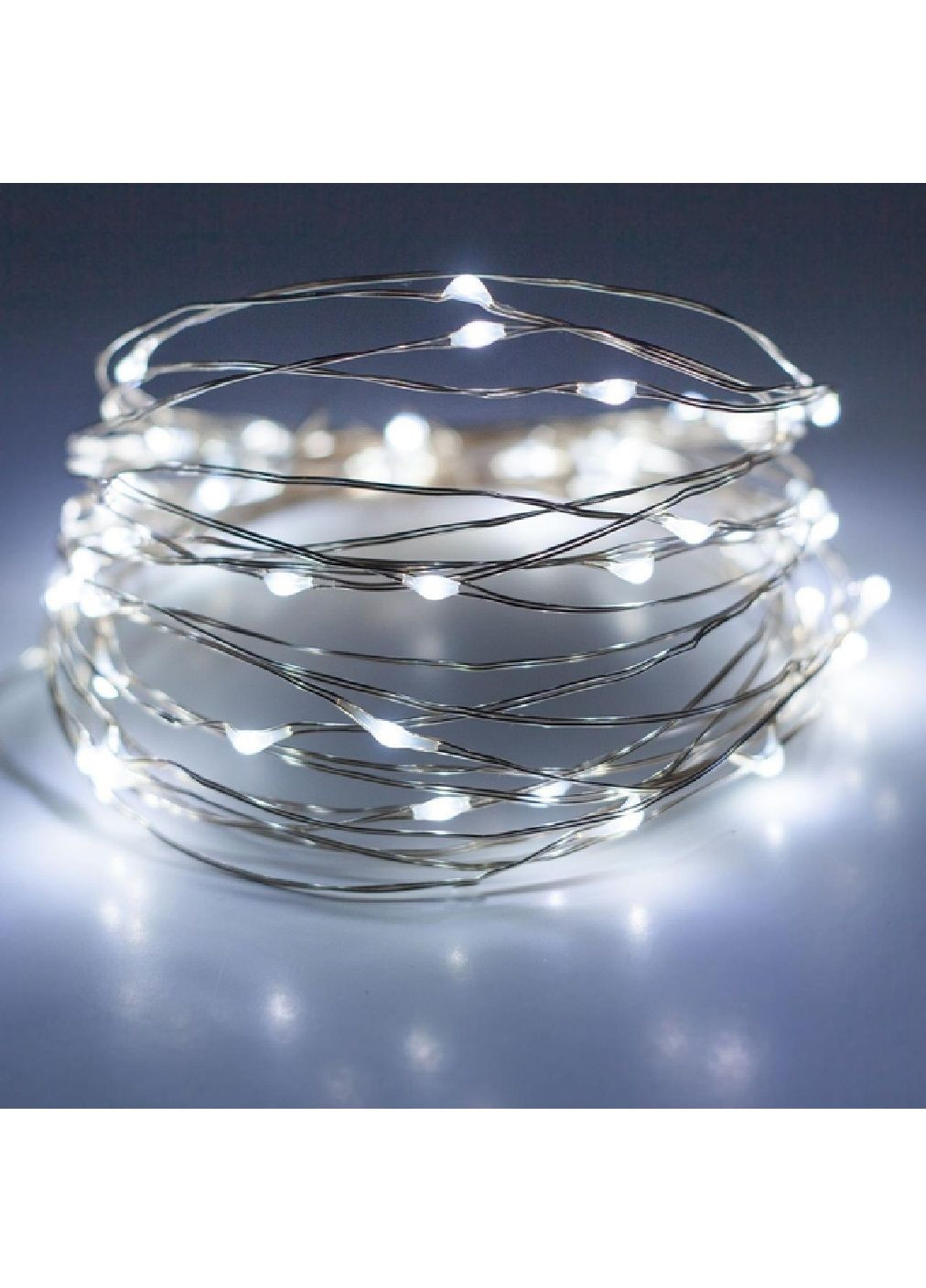 Светодиодная гибкая комнатная гирлянда капли росы с работой от USB батареек 5 м 50 Led (478586-Prob) Холодная белая Unbranded (307247524)