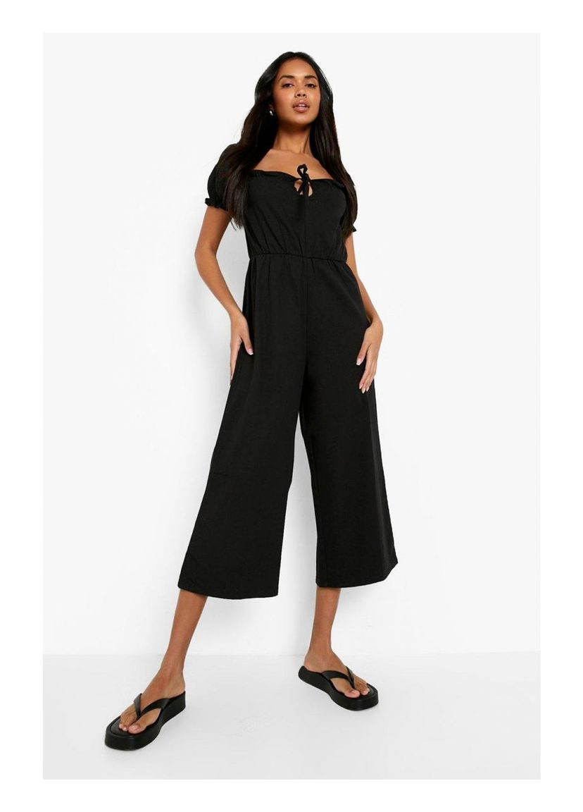 Комбінезон з пишними рукавами Boohoo чорний