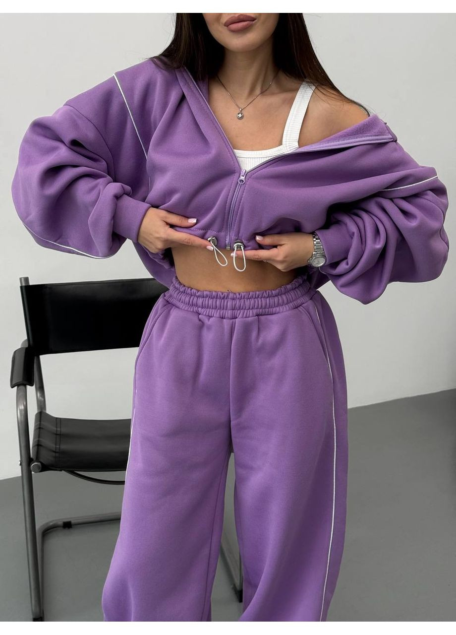 Женский спортивный костюм на флисе oversize с короткой кофтой Nositi 1870-13-500 (371641087)