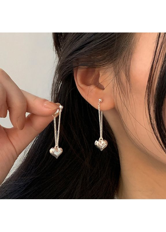 Сережки корейські Ланцюжок круговий Серця No Brand (358650334)