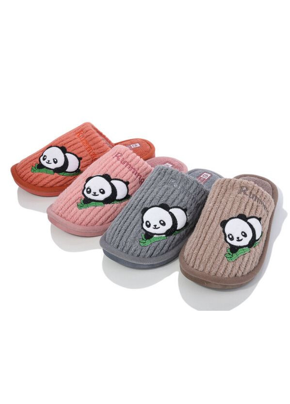 Тапочки закриті жіночі з Пандою м'які теплі помаранчевий прошиті Pago (340458373)