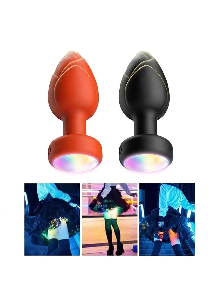 Силіконова анальна пробка з вібрацією та підсвіткою Light Anal Plug 3,5x9 см червона No Brand (392412638)