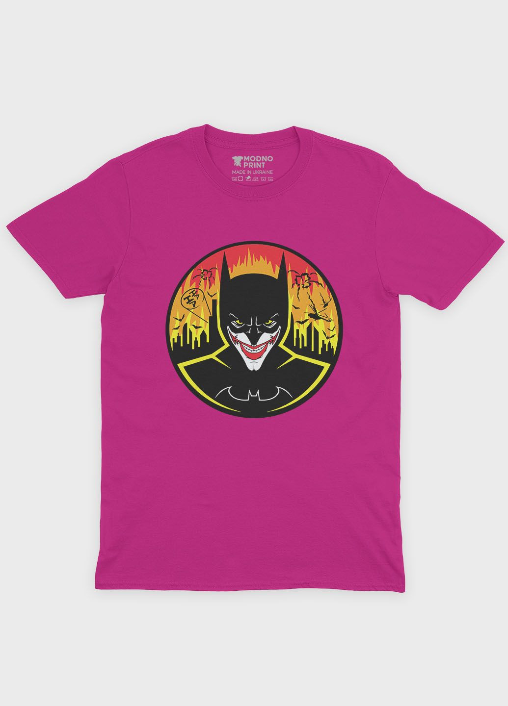 Розовая демисезонная футболка для девочки с принтом супервора - джокер (ts001-1-fuxj-006-005-020-g) Modno